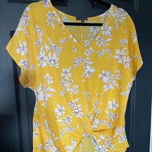 Yellow twist front fancy tee. Never worn.